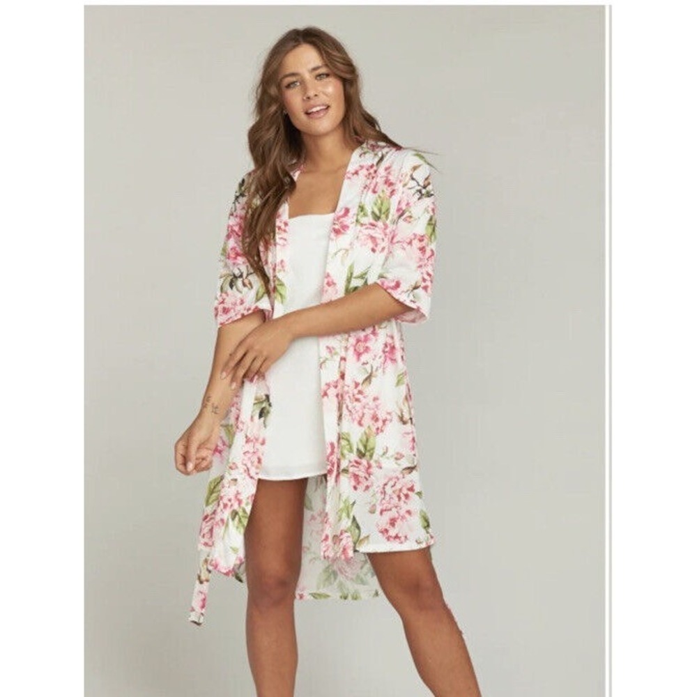 Show Me Your Mumu Womens Brie Floral Short Sleeve Robe Beach Coverup ONE SIZE